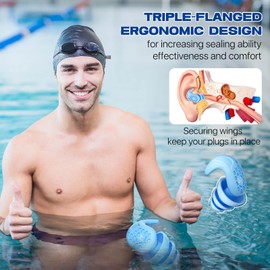 Swimming Ear Plugs, 2 Pairs of Waterproof, Reusable Swimming Plugs - Extra Comfortable for Swimmers, Shower, Bathing, Surfing, Pool & Water Sports (for Adults, Teenagers & Children from 9 Years)
