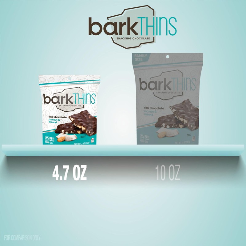 barkTHINS Dark Chocolate Coconut and Almond Snacking Chocolate Bags, 4.7