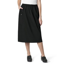 WONDERWINK Women's Wonderwork Pull-on Cargo Scrub Skirt, Black, Medium