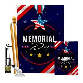 Memorial Day Honor Garden House Flags Kit Americana Armed Forces Military Veteran United State American Small Decorative Gift Yard Banner Double-Sided Made In USA 28 X 40