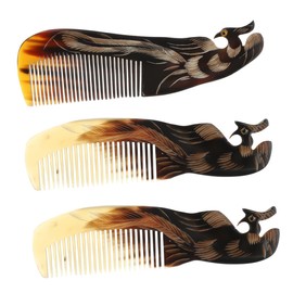 Gatuida 9pcs Hair Comb Ox Horn Hair Scalp Massager Face Massage Tool Stress Relief Random Color