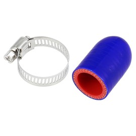 X AUTOHAUX 1 Pcs 30mm Length 22mm/0.87" ID Blue Red Car Silicone Rubber Hose End Cap with Clamps Silicone Reinforced Blanking Cap for Bypass Tube Universal