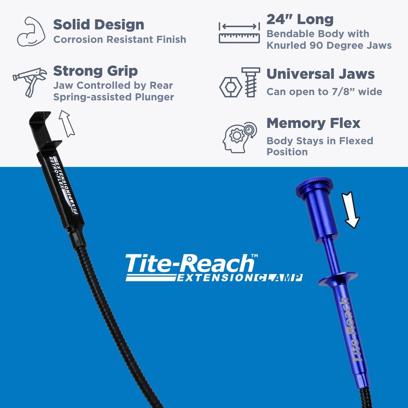 TITE-REACH Retro-Flex Extension Clamp, 24" Memory Flexible Mini Vise Tool,