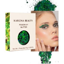 KARIZMA Poison Ivy Body Glitter. 10g Chunky Face Glitter, Hair Glitter, Eye Glitter and Body Glitter for Women. Rave Glitter, Festival Accessories, Cosmetic Glitter Makeup. Loose Glitter Set