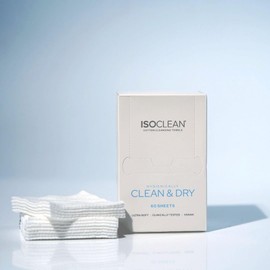 ISOCLEAN Face Makeup Remover Biodegradable Dry Wipes Disposable Cloth Towels Towelette Washcloth - Pack of 60, Ultra Soft Organic Cotton