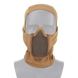 Balaclava Airsoft Mesh Mask, Ninja Style Full Face Protection Balaclava Hood with Mesh Mask for Cs War Game, BB Gun,Hunting,Paintball (Tan)