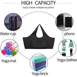 Extra Large Yoga Mat Bag Portable Carriers Bag with Big Open Pocket & Inner Zipper Pocket Women Men Large Capacity Tote Bag for Pilates Yoga Gym Sports Quality Canvas Yoga Bag Stores Mat/Accessories