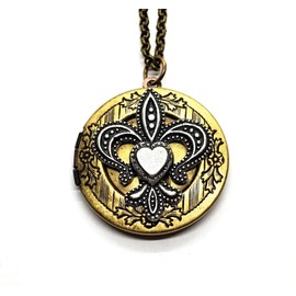 Handmade Mixed Metals Fleur De Lis Locket Necklace
