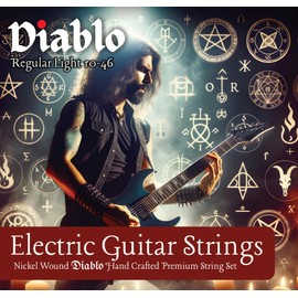 Diablo Electric Guitar Strings 10-46 Nickel Regular Light Set - Full Pack of 6 Extra Light Replacement Strings - Pro Artisan Strings Suitable For Rock, Blues, Jazz and Metal Electric Guitarists