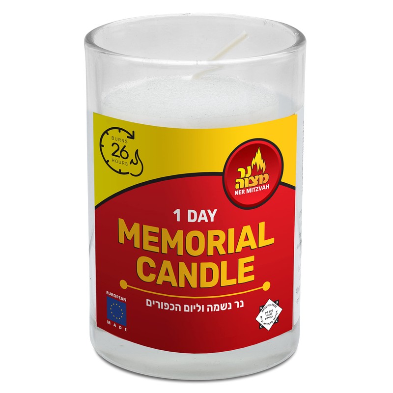 Ner Mitzvah Yahrzeit Memorial Candles - 1 Day Yahrzeit Candle
