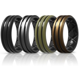 Egnaro Egnaro Silicone Ring for Him with 2 Layers, Multicolor Rubber Wedding Bands with Air Flow Grooves-1/4/6/7 Variety Multipack