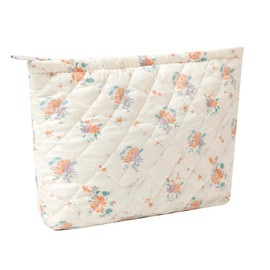 SURBEAV Makeup Bag Cute Cosmetic Bag for Women Girls Floral Coquette Aesthetic Toiletry Bag Travel Make Up Organizer Bag (Orange blossom)