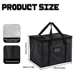 Yonfas Large Food Delivery Bag – Insulated Thermal Bag for Hot & Cold Food Storage, Ideal for Catering, Deliveries, and Takeout