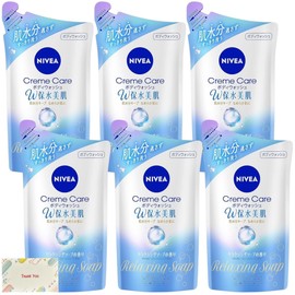 Kao Nivea Cream Care, Body Wash, W Water Retention, Beautiful Skin, Relaxing Soap Scent, Refill, 11.8 fl oz (350 ml), Set of 6 + Kunutonn Original Logo e Bonus