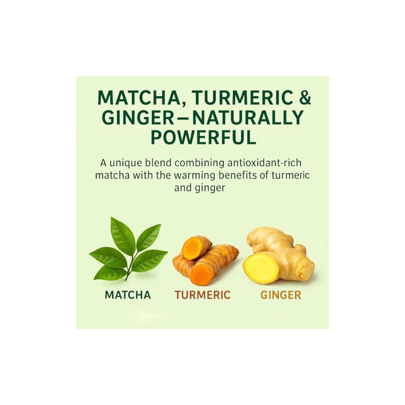 Herbal Cup Té Matcha Japonés Orgánico (Matcha Cúrcuma Jengibre, 2