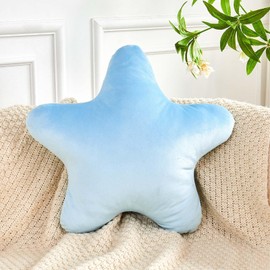 XVTRU Blue Star Throw Pillow, Cute Star Pillow Room Decor, Soft 19.6" Star Shaped Decorative Throw Pillow for Bedroom, Star Plush Floor Cushions Pillows