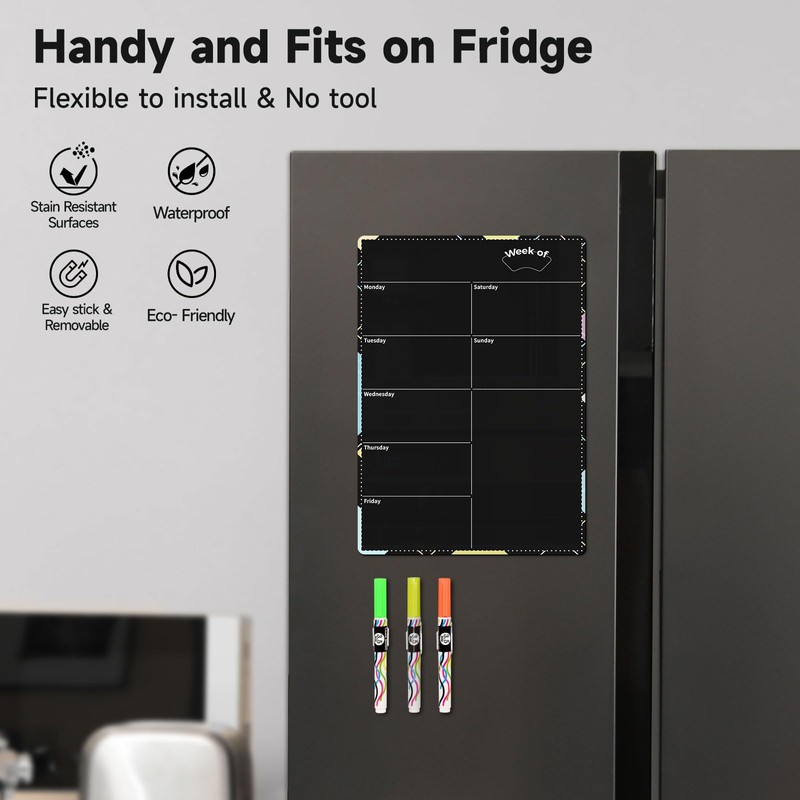 CUHIOY Weekly Meal Planner Blackboard for Fridge, 42x30 cm Magnetic