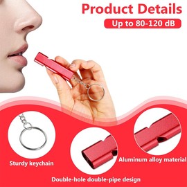 Pack of 3 Whistle, Emergency Loud Whistle, Metal with Keyring, Aluminium Alloy Sports Whistle, for Camping, Hiking, Hunting, Sports, Dog Training, Silver + Gold + Red