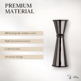 Jettory Jigger - Japanischer Jigger 1oz / 2oz mit Messungen im Inneren - Cocktail Jigger - Jigger aus lebensmittelechtem Edelstahl 304 für Bartending - Bar-Messjigger (Schwarz)