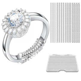 Ring Sizer, Ring Size Adjuster for Loose Rings, 16 Pack 2 Sizes Any Sizer, Invisible Ring Adjuster for Loose Rings Women Or Men,Ring Guards, Spiral Silicone,Ring Tightener Set w/Polishing Cloth,Box