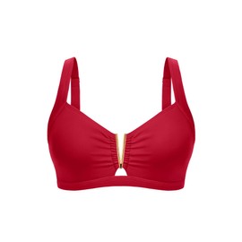 V Wired Bikini Top Only - Vintage Swim Top Padded Bra Swimsuits Red M