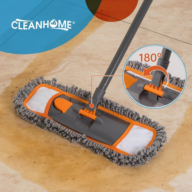 CLEANHOME Floor Mop Chenille Cloth Pad 2 Replacement Pads (Grey)