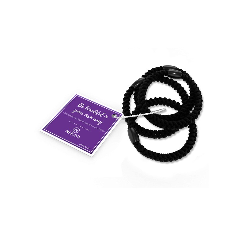Nekava Hair Bobbles Black - Original Hair Bands 6 Braided