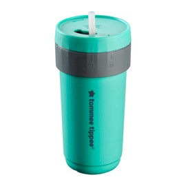 Tommee Tippee 3-in-1 Insulated Convertible Cup, 18m+, 10oz, Pack of 1, Non-Spill Multi-Use Cup for Toddlers, Teal, Leak-Proof, Bite-Resistant and BPA Free