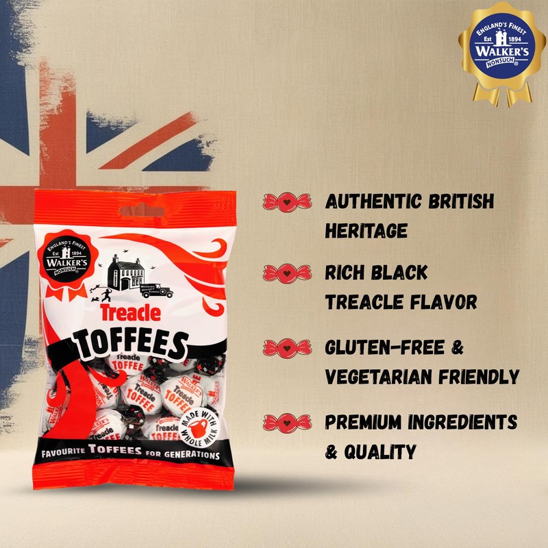 Walkers Nonsuch Treacle Toffees Bag 5.29 oz (Pack of 3)