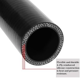 Haturmyko Haturmyko ID 1.75 inch 90 Degree Silicone Elbow Coupler Hose, 7" Leg Length Universal 4-Ply Reinforced Silicone Straight Turbo Pipe Elbow Intake Radiator Hose Black