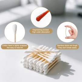 400 Pcs Double Headed Cotton Swab, Bamboo Cotton Swab, Makeup Cotton Swab, Makeup & Precision Application