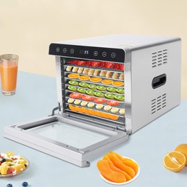 Food Dehydrator for Jerky, Fruit Dryer Meat Dryer with 8 Stainless Steel Trays, Dehydrated Dryer Machine for Jerky, Dog Treats, Herb, Meat, Beef, Fruit, 95-185℉ Temperature Control