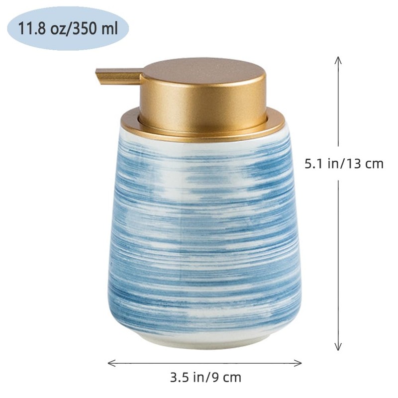 Modern Striped Style Gold Soap Dispenser for Bathroom, Ceramic Hand