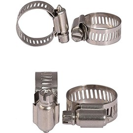 SCGEHA Stainless Steel Hose Band, Heat Resistant, Hose Clamp, 0.6 - 1.1 inches (14 - 27 mm), Set of 10, Set of 20, Water Hose Size (10)