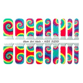 Glam Girl Nails KIDS SIZED Tie Dye Nail Polish Strips / Nail Wraps / Nail Sticker
