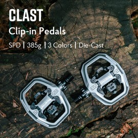 Funn Clast Clip-in Pedals with Dual Platform for MTB, Commuting, Touring, SPD-Compatible Clipless Pedal on One Side, Flat Platform on The Other (Black)
