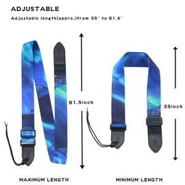 Jasenna Guitar Strap,Guitar Strap with Leather End Length Adjustable 2 Pick Holders & 2 Matching Picks For Electric Guitar, Acoustic Guitar and Bass - Unique Gift For Guitarist (1-Northern Light）