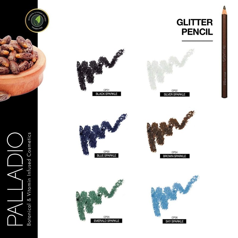 Palladio Glitter Eyeliner Pencil Longlasting Creamy Cosmetic Pencil Shimmer Eye