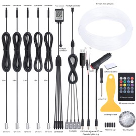 Taben Car Ambient Light, RGB Remote Control Decorative Lamp, Interior Lighting Atmosphere Light, DIY Refit Flexible Fibreglass Tube, 8 Colours, 1 W DC, 12 V, 5 m