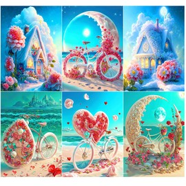 6 Pack Diamond Painting Kits for Adults, DIY Flowers 5D Diamond Painting with Round Full Drill Diamonds Craft for Home&Office Decor (12X16 Inch)