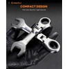 Crosstar 12Pcs 8-19mm Stubby Flex-Head Ratcheting Wrench Set, Metric
