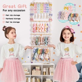 Officentra Bow Organizer for Girls, Claw Clip Organizer, Bow Hanger for Girls, Baby Girl Nursery Decor, Toddler Hair Accessory Headband Holder for Baby Girl