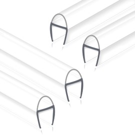 Dzhuywer Frameless Shower Door Seal Strip 4 Pack x 39 Inch U for 3/8" Thick Glass Shower Door Side Seal Strip Bottom Seal Door Sweep Ultra Clear Polycarbonate, Stop Shower Leaks Create A Water Barrier