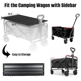 Metal Tabletop Board for Wagons Cart,Foldable Table 34"×21" Heavy Duty for Wagon,Alloy Board with Load Capacity 68LBS,Camping Essential and Gear for Outdoor Party with Family and Friends (Black)