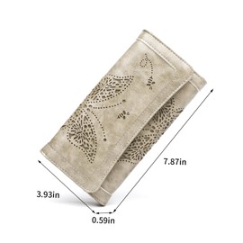 ANFUMAN Womens Wallets RFID Blocking Leather Clutch Long Wallet for Women Card Holder Phone Organizer Ladies Travel Purses Gray Green