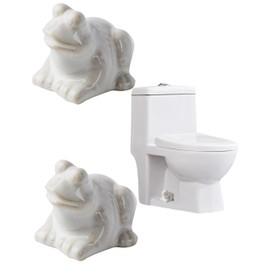 WANSHUNLMI WANSHUNLMI White Ceramic Frog Toilet Floor Bolt Caps, Frog Toilet Bolt Caps Cute Bathroom Decor, Fun Animals Themed Gadgets for The Toilet Easy installation (White Frog)