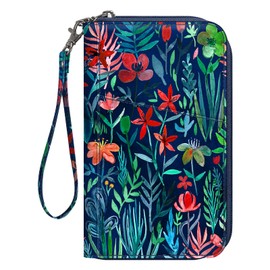 FINTIE Passport Holder Travel Wallet for Family 4-6, RFID Blocking Travel Document Organizer Clutch Bag for Passports, Business Cards, Credit Cards, Boarding Passes, Jungle Night