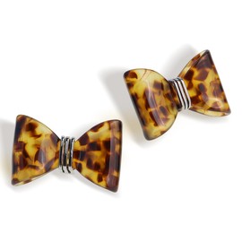 JeanBeau Acrylic Bow Stud Earrings for Women Girls, Large Brown Ribbon Bow Knot Sterling Silver Cartilage Studs Hypoallergenic Holiday Party Prom Fashion Jewelry Gift