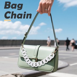 AIERSA Purse Charm Chain for Handbags,18in Short Bag Chain Strap for Purse,Acrylic Bag Shoulder Chains,Decorative Replacement Accessories Chains for DIY Crafts-White