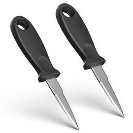 TYTDOUTER 2 PCs Oyster Shucking Knife Set with Non-Slip Handle, Stainless Steel Oyster Shucker Tool for Oyster, Scallop, Clam, Professional Oyster Opener for Seafood Kitchen Shrimp Shellfish